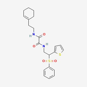 molecular formula C22H26N2O4S2 B11250819 N1-(2-(cyclohex-1-en-1-yl)ethyl)-N2-(2-(phenylsulfonyl)-2-(thiophen-2-yl)ethyl)oxalamide 