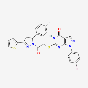 1-(4-fluorophenyl)-6-({2-[5-(4-methylphenyl)-3-(thiophen-2-yl)-4,5-dihydro-1H-pyrazol-1-yl]-2-oxoethyl}sulfanyl)-1H,4H,5H-pyrazolo[3,4-d]pyrimidin-4-one