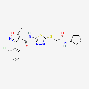 molecular formula C20H20ClN5O3S2 B11250865 3-(2-Chlorophenyl)-N-(5-{[(cyclopentylcarbamoyl)methyl]sulfanyl}-1,3,4-thiadiazol-2-YL)-5-methyl-1,2-oxazole-4-carboxamide 