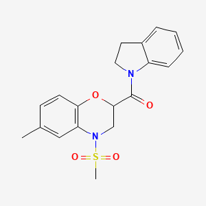 molecular formula C19H20N2O4S B11250879 2,3-dihydro-1H-indol-1-yl[6-methyl-4-(methylsulfonyl)-3,4-dihydro-2H-1,4-benzoxazin-2-yl]methanone 