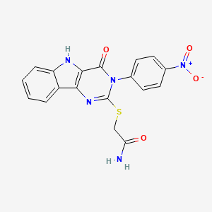 2-((3-(4-nitrophenyl)-4-oxo-4,5-dihydro-3H-pyrimido[5,4-b]indol-2-yl)thio)acetamide