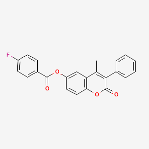 4-methyl-2-oxo-3-phenyl-2H-chromen-6-yl 4-fluorobenzoate