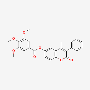 molecular formula C26H22O7 B11250896 4-methyl-2-oxo-3-phenyl-2H-chromen-6-yl 3,4,5-trimethoxybenzoate 