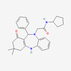 N-cyclopentyl-2-(3,3-dimethyl-1-oxo-11-phenyl-1,2,3,4,5,11-hexahydro-10H-dibenzo[b,e][1,4]diazepin-10-yl)acetamide