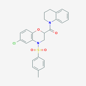 {6-chloro-4-[(4-methylphenyl)sulfonyl]-3,4-dihydro-2H-1,4-benzoxazin-2-yl}(3,4-dihydroquinolin-1(2H)-yl)methanone