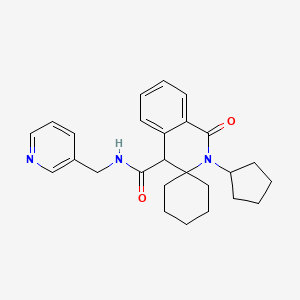 molecular formula C26H31N3O2 B11250933 2'-cyclopentyl-1'-oxo-N-(pyridin-3-ylmethyl)-1',4'-dihydro-2'H-spiro[cyclohexane-1,3'-isoquinoline]-4'-carboxamide 