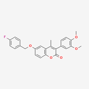 molecular formula C25H21FO5 B11251074 3-(3,4-dimethoxyphenyl)-6-((4-fluorobenzyl)oxy)-4-methyl-2H-chromen-2-one 