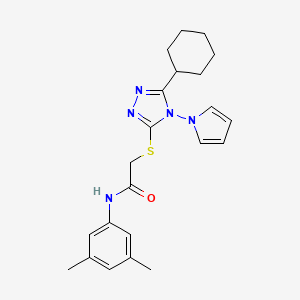 molecular formula C22H27N5OS B11251095 2-{[5-cyclohexyl-4-(1H-pyrrol-1-yl)-4H-1,2,4-triazol-3-yl]sulfanyl}-N-(3,5-dimethylphenyl)acetamide 