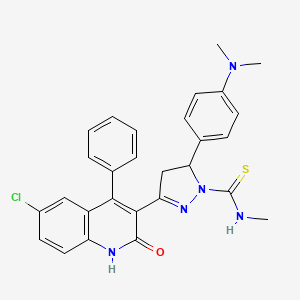 3-(6-chloro-2-oxo-4-phenyl-1,2-dihydroquinolin-3-yl)-5-(4-(dimethylamino)phenyl)-N-methyl-4,5-dihydro-1H-pyrazole-1-carbothioamide