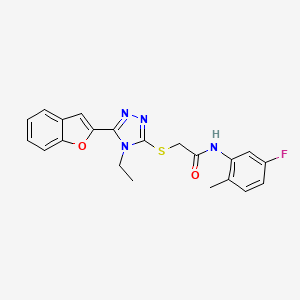 2-{[5-(1-benzofuran-2-yl)-4-ethyl-4H-1,2,4-triazol-3-yl]sulfanyl}-N-(5-fluoro-2-methylphenyl)acetamide