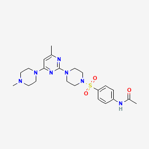 molecular formula C22H31N7O3S B11251123 N-[4-({4-[4-methyl-6-(4-methylpiperazin-1-yl)pyrimidin-2-yl]piperazin-1-yl}sulfonyl)phenyl]acetamide 