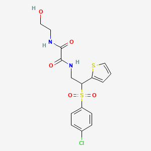 molecular formula C16H17ClN2O5S2 B11251137 N'-[2-(4-Chlorobenzenesulfonyl)-2-(thiophen-2-YL)ethyl]-N-(2-hydroxyethyl)ethanediamide 