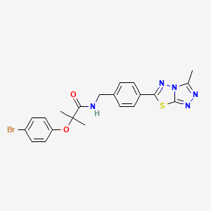 molecular formula C21H20BrN5O2S B11251144 2-(4-bromophenoxy)-2-methyl-N-[4-(3-methyl[1,2,4]triazolo[3,4-b][1,3,4]thiadiazol-6-yl)benzyl]propanamide 