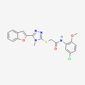 molecular formula C20H17ClN4O3S B11251148 2-{[5-(1-benzofuran-2-yl)-4-methyl-4H-1,2,4-triazol-3-yl]sulfanyl}-N-(5-chloro-2-methoxyphenyl)acetamide 