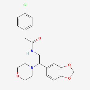 molecular formula C21H23ClN2O4 B11251152 N-[2-(1,3-benzodioxol-5-yl)-2-(morpholin-4-yl)ethyl]-2-(4-chlorophenyl)acetamide 