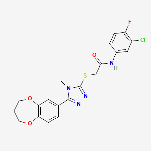 N-(3-chloro-4-fluorophenyl)-2-{[5-(3,4-dihydro-2H-1,5-benzodioxepin-7-yl)-4-methyl-4H-1,2,4-triazol-3-yl]sulfanyl}acetamide