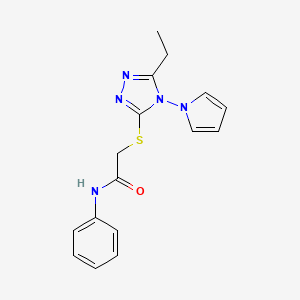 molecular formula C16H17N5OS B11251209 2-{[5-ethyl-4-(1H-pyrrol-1-yl)-4H-1,2,4-triazol-3-yl]sulfanyl}-N-phenylacetamide 