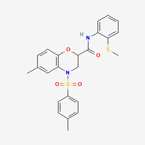 6-methyl-4-[(4-methylphenyl)sulfonyl]-N-[2-(methylsulfanyl)phenyl]-3,4-dihydro-2H-1,4-benzoxazine-2-carboxamide