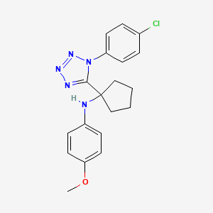 molecular formula C19H20ClN5O B11251263 N-{1-[1-(4-chlorophenyl)-1H-tetrazol-5-yl]cyclopentyl}-4-methoxyaniline 