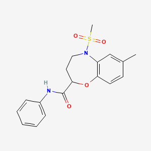 7-methyl-5-(methylsulfonyl)-N-phenyl-2,3,4,5-tetrahydro-1,5-benzoxazepine-2-carboxamide