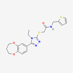 2-{[5-(3,4-dihydro-2H-1,5-benzodioxepin-7-yl)-4-ethyl-4H-1,2,4-triazol-3-yl]sulfanyl}-N-(thiophen-2-ylmethyl)acetamide