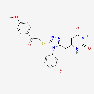 6-((4-(3-methoxyphenyl)-5-((2-(4-methoxyphenyl)-2-oxoethyl)thio)-4H-1,2,4-triazol-3-yl)methyl)pyrimidine-2,4(1H,3H)-dione