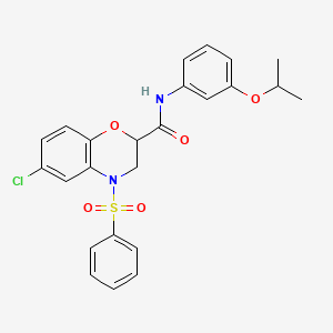 molecular formula C24H23ClN2O5S B11251337 6-chloro-4-(phenylsulfonyl)-N-[3-(propan-2-yloxy)phenyl]-3,4-dihydro-2H-1,4-benzoxazine-2-carboxamide 