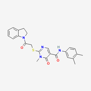 N-(3,4-dimethylphenyl)-2-((2-(indolin-1-yl)-2-oxoethyl)thio)-1-methyl-6-oxo-1,6-dihydropyrimidine-5-carboxamide