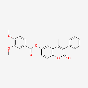 molecular formula C25H20O6 B11251355 4-methyl-2-oxo-3-phenyl-2H-chromen-6-yl 3,4-dimethoxybenzoate 