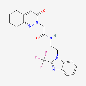 molecular formula C20H20F3N5O2 B11251369 2-(3-oxo-5,6,7,8-tetrahydrocinnolin-2(3H)-yl)-N-{2-[2-(trifluoromethyl)-1H-benzimidazol-1-yl]ethyl}acetamide 