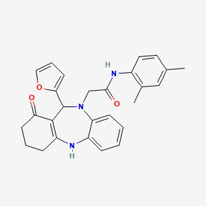 molecular formula C27H27N3O3 B11251377 N-(2,4-dimethylphenyl)-2-[11-(furan-2-yl)-1-oxo-1,2,3,4,5,11-hexahydro-10H-dibenzo[b,e][1,4]diazepin-10-yl]acetamide 