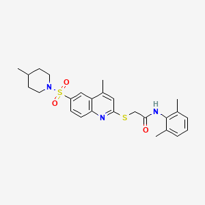 N-(2,6-dimethylphenyl)-2-({4-methyl-6-[(4-methylpiperidin-1-yl)sulfonyl]quinolin-2-yl}sulfanyl)acetamide