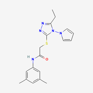 molecular formula C18H21N5OS B11251403 N-(3,5-dimethylphenyl)-2-{[5-ethyl-4-(1H-pyrrol-1-yl)-4H-1,2,4-triazol-3-yl]sulfanyl}acetamide 