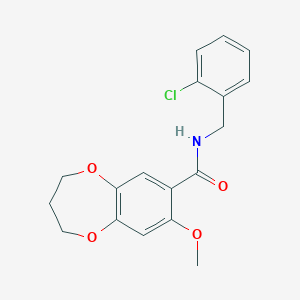 molecular formula C18H18ClNO4 B11251473 N-(2-chlorobenzyl)-8-methoxy-3,4-dihydro-2H-1,5-benzodioxepine-7-carboxamide 