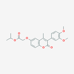 molecular formula C23H24O7 B11251479 isopropyl 2-((3-(3,4-dimethoxyphenyl)-4-methyl-2-oxo-2H-chromen-6-yl)oxy)acetate 