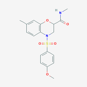 4-[(4-methoxyphenyl)sulfonyl]-N,7-dimethyl-3,4-dihydro-2H-1,4-benzoxazine-2-carboxamide