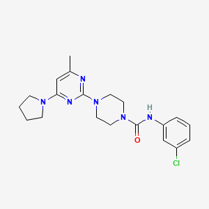 molecular formula C20H25ClN6O B11251514 N-(3-Chlorophenyl)-4-[4-methyl-6-(pyrrolidin-1-YL)pyrimidin-2-YL]piperazine-1-carboxamide 