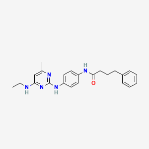 molecular formula C23H27N5O B11251520 N-(4-{[4-(ethylamino)-6-methylpyrimidin-2-yl]amino}phenyl)-4-phenylbutanamide 