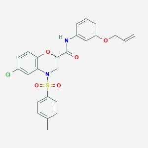 6-chloro-4-[(4-methylphenyl)sulfonyl]-N-[3-(prop-2-en-1-yloxy)phenyl]-3,4-dihydro-2H-1,4-benzoxazine-2-carboxamide