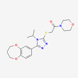 molecular formula C20H26N4O4S B11251554 2-{[5-(3,4-dihydro-2H-1,5-benzodioxepin-7-yl)-4-(propan-2-yl)-4H-1,2,4-triazol-3-yl]sulfanyl}-1-(morpholin-4-yl)ethanone 