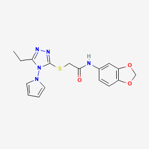 N-(1,3-benzodioxol-5-yl)-2-{[5-ethyl-4-(1H-pyrrol-1-yl)-4H-1,2,4-triazol-3-yl]sulfanyl}acetamide