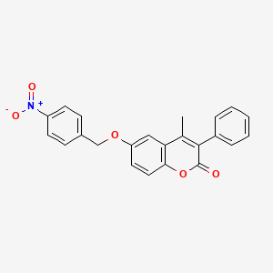 molecular formula C23H17NO5 B11251605 4-methyl-6-[(4-nitrobenzyl)oxy]-3-phenyl-2H-chromen-2-one 