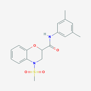 molecular formula C18H20N2O4S B11251619 N-(3,5-dimethylphenyl)-4-(methylsulfonyl)-3,4-dihydro-2H-1,4-benzoxazine-2-carboxamide 