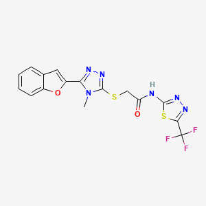 2-{[5-(1-benzofuran-2-yl)-4-methyl-4H-1,2,4-triazol-3-yl]sulfanyl}-N-[5-(trifluoromethyl)-1,3,4-thiadiazol-2-yl]acetamide