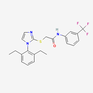 molecular formula C22H22F3N3OS B11251643 2-((1-(2,6-diethylphenyl)-1H-imidazol-2-yl)thio)-N-(3-(trifluoromethyl)phenyl)acetamide CAS No. 896050-29-6