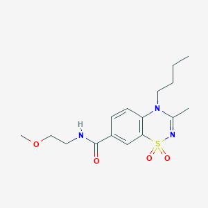 molecular formula C16H23N3O4S B11251651 4-butyl-N-(2-methoxyethyl)-3-methyl-4H-1,2,4-benzothiadiazine-7-carboxamide 1,1-dioxide 