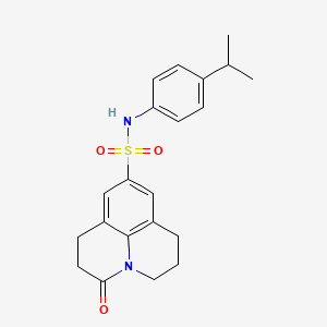 molecular formula C21H24N2O3S B11251676 N-(4-isopropylphenyl)-3-oxo-1,2,3,5,6,7-hexahydropyrido[3,2,1-ij]quinoline-9-sulfonamide 