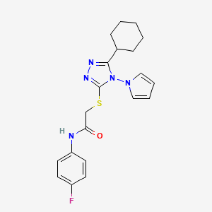 2-{[5-cyclohexyl-4-(1H-pyrrol-1-yl)-4H-1,2,4-triazol-3-yl]sulfanyl}-N-(4-fluorophenyl)acetamide