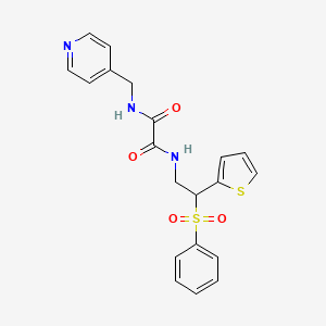 molecular formula C20H19N3O4S2 B11251733 N1-(2-(phenylsulfonyl)-2-(thiophen-2-yl)ethyl)-N2-(pyridin-4-ylmethyl)oxalamide 