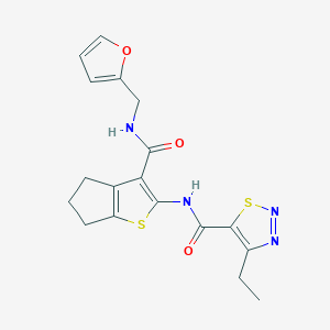 4-ethyl-N-(3-((furan-2-ylmethyl)carbamoyl)-5,6-dihydro-4H-cyclopenta[b]thiophen-2-yl)-1,2,3-thiadiazole-5-carboxamide